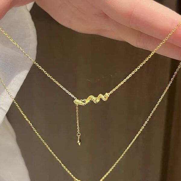 QIUPALEI Jewelry-S925 Sterling Silver Quadrangle Twisted Spirit Snake Necklace Fashion Design Niche Collar Chain - Image 3