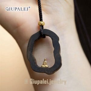 QIUPALEI: QIUPALEI Black Gold Design Necklace - Oriental Zen Charm and Blessings