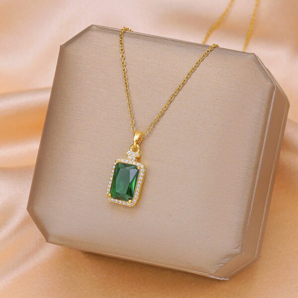 QIUPALEI | Lucky Emerald: Perfume Bottle Shaped Titanium Necklace - Fine micro zirconia Fashion Focus - Image 2