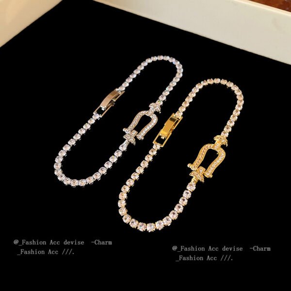 Qiupalei Jewelry | Irregular Geometric Design Horseshoe Buckle Zircon Bracelet Simple Light Luxury - Image 3