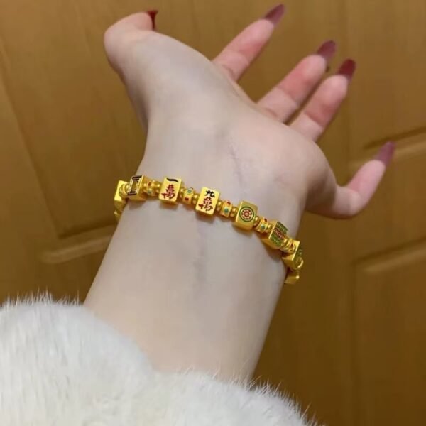 QIUPALEI | Luck Essentials: “The 13 Missing Missiles” Mahjong Bracelet - Gold Jewelry for Fortune and Good Fortune - Image 2