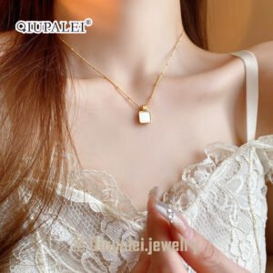 QIUPALEI JEWELRY | The Beauty of Simplicity: Lightweight Square White Mother-of-Pearl Necklace