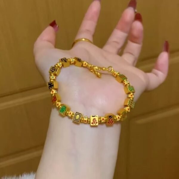 QIUPALEI | Luck Essentials: “The 13 Missing Missiles” Mahjong Bracelet - Gold Jewelry for Fortune and Good Fortune - Image 3