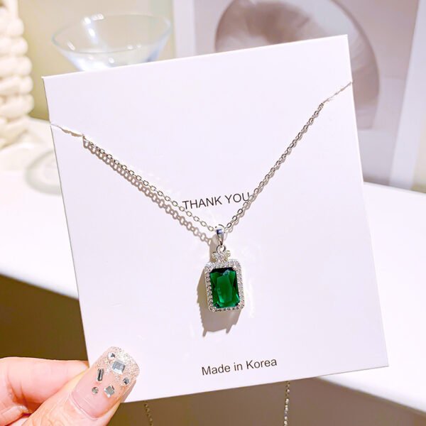 QIUPALEI | Lucky Emerald: Perfume Bottle Shaped Titanium Necklace - Fine micro zirconia Fashion Focus - Image 3