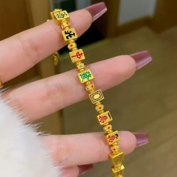 QIUPALEI | Luck Essentials: “The 13 Missing Missiles” Mahjong Bracelet - Gold Jewelry for Fortune and Good Fortune - Image 4