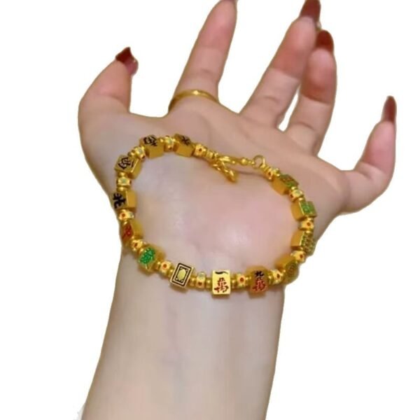 QIUPALEI | Luck Essentials: “The 13 Missing Missiles” Mahjong Bracelet - Gold Jewelry for Fortune and Good Fortune - Image 5