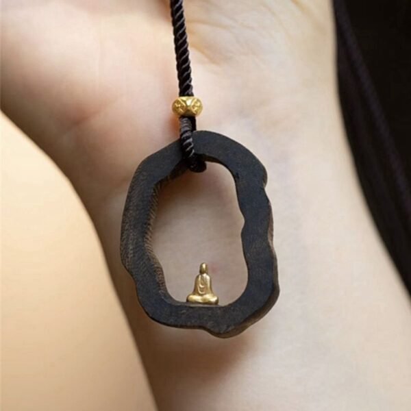QIUPALEI: QIUPALEI Black Gold Design Necklace - Oriental Zen Charm and Blessings - Image 5