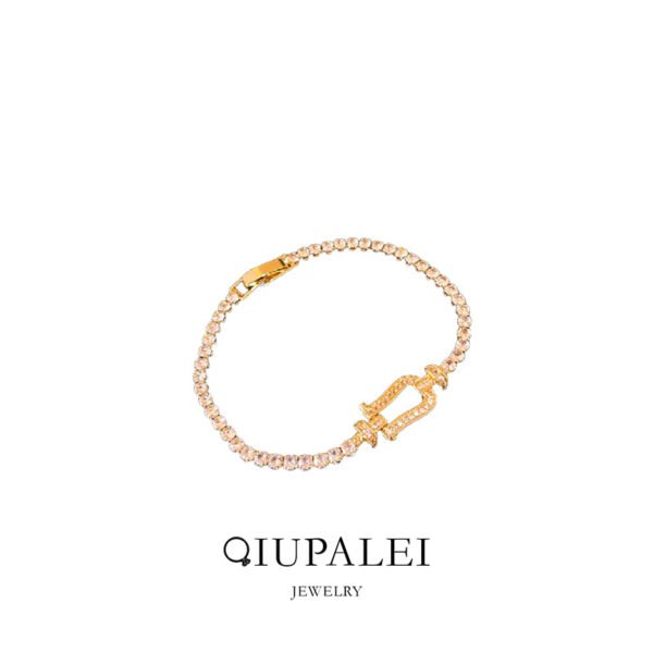 Qiupalei Jewelry | Irregular Geometric Design Horseshoe Buckle Zircon Bracelet Simple Light Luxury - Image 5