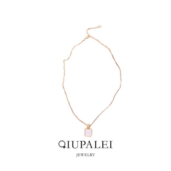 QIUPALEI JEWELRY | The Beauty of Simplicity: Lightweight Square White Mother-of-Pearl Necklace - Image 5