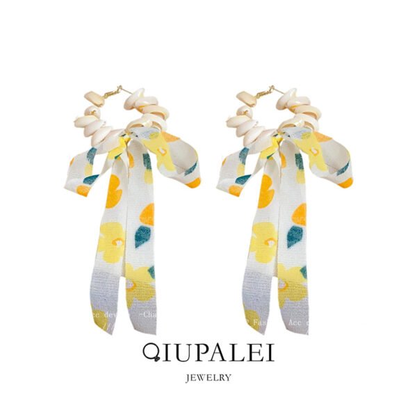 QIUPALEI | “Seaside Holiday” seashell chiffon bow flutter earrings - S925 Silver Pin Allergy Resistant - Image 5