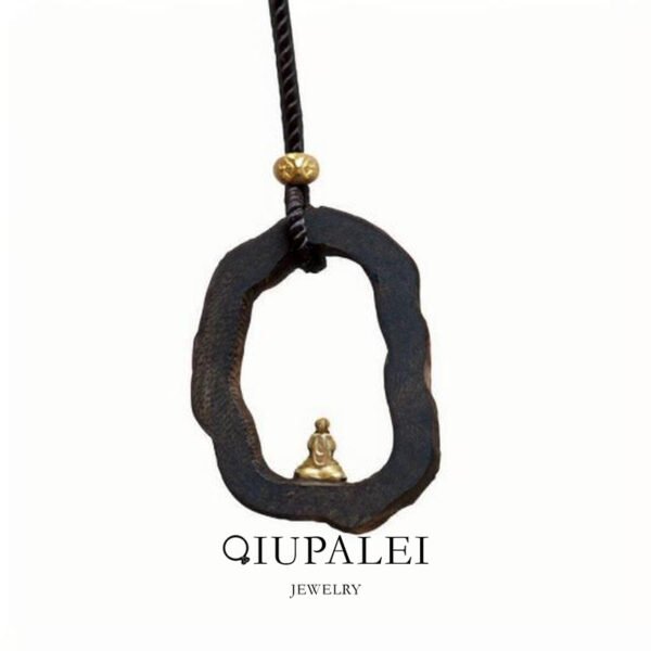 QIUPALEI: QIUPALEI Black Gold Design Necklace - Oriental Zen Charm and Blessings - Image 6