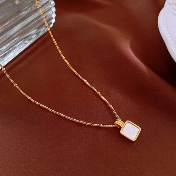 QIUPALEI JEWELRY | The Beauty of Simplicity: Lightweight Square White Mother-of-Pearl Necklace - Image 4