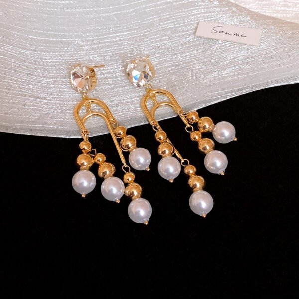 QIUPALEI | “Moonlight” Pearl Tassel Earrings - Diamonds 925 Silver Pin Allergy Resistant - Image 4