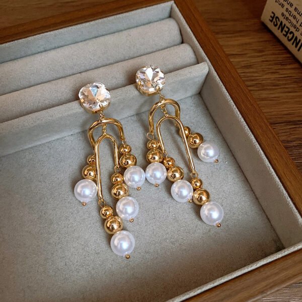 QIUPALEI | “Moonlight” Pearl Tassel Earrings - Diamonds 925 Silver Pin Allergy Resistant - Image 2
